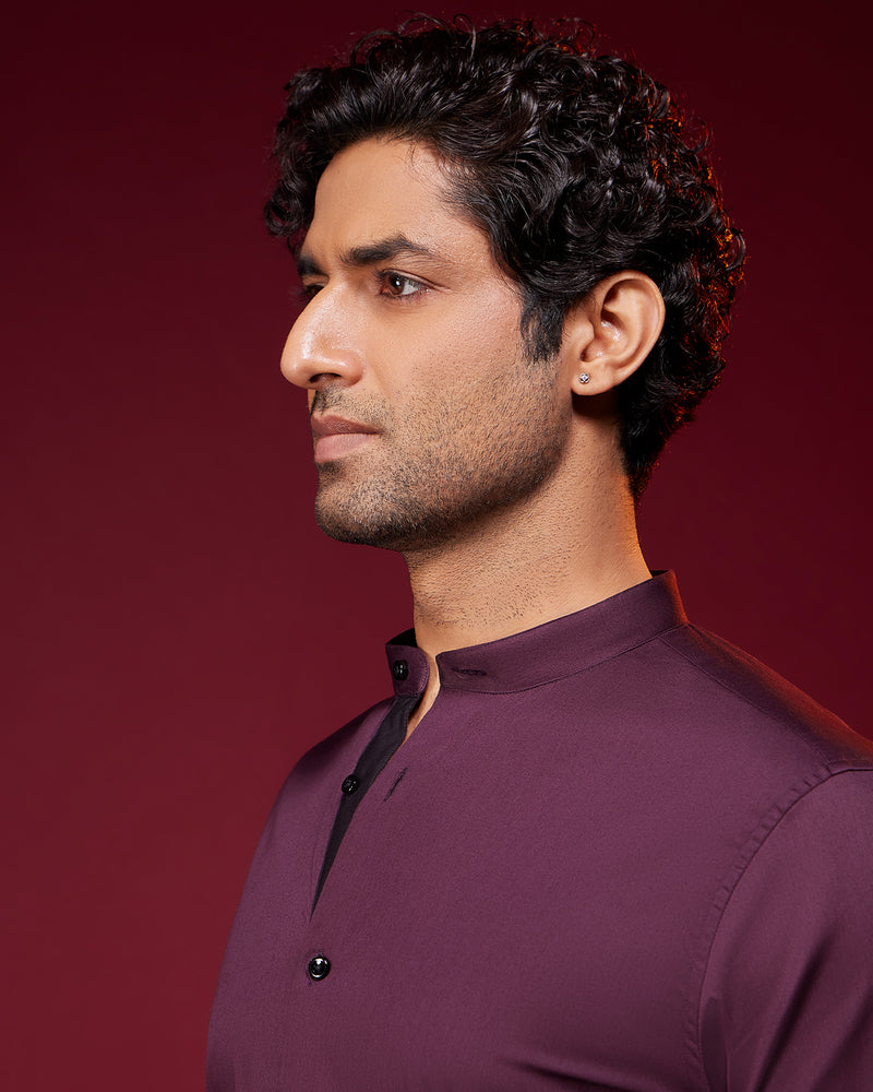Burgundy Satin Shirt - Maroon