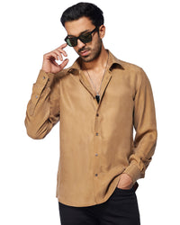 Cupro Twill Shirt - Brown