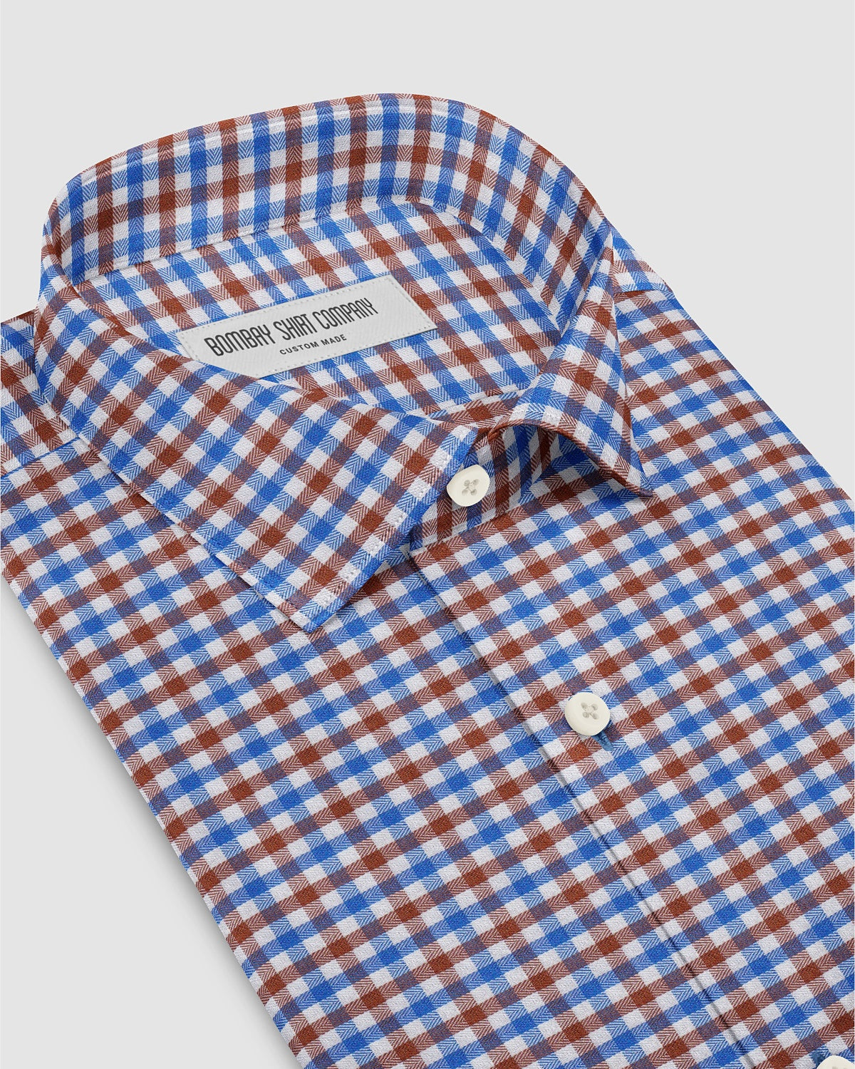 Montrose Herringbone Checked Shirt - Blue & Brown