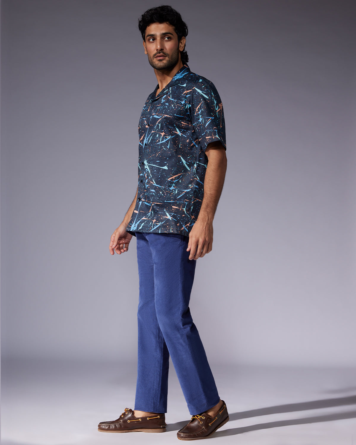 Splatter Printed Shirt - Black & Orange