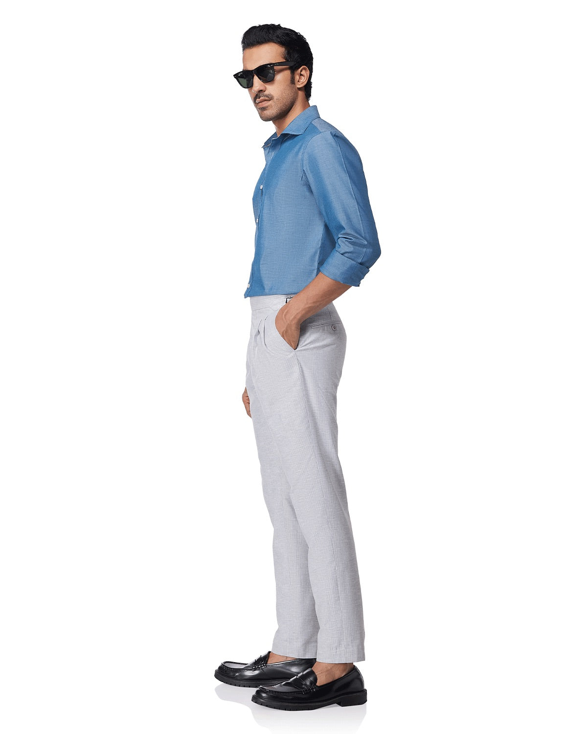 Cotton Chambray Shirt - Light Blue