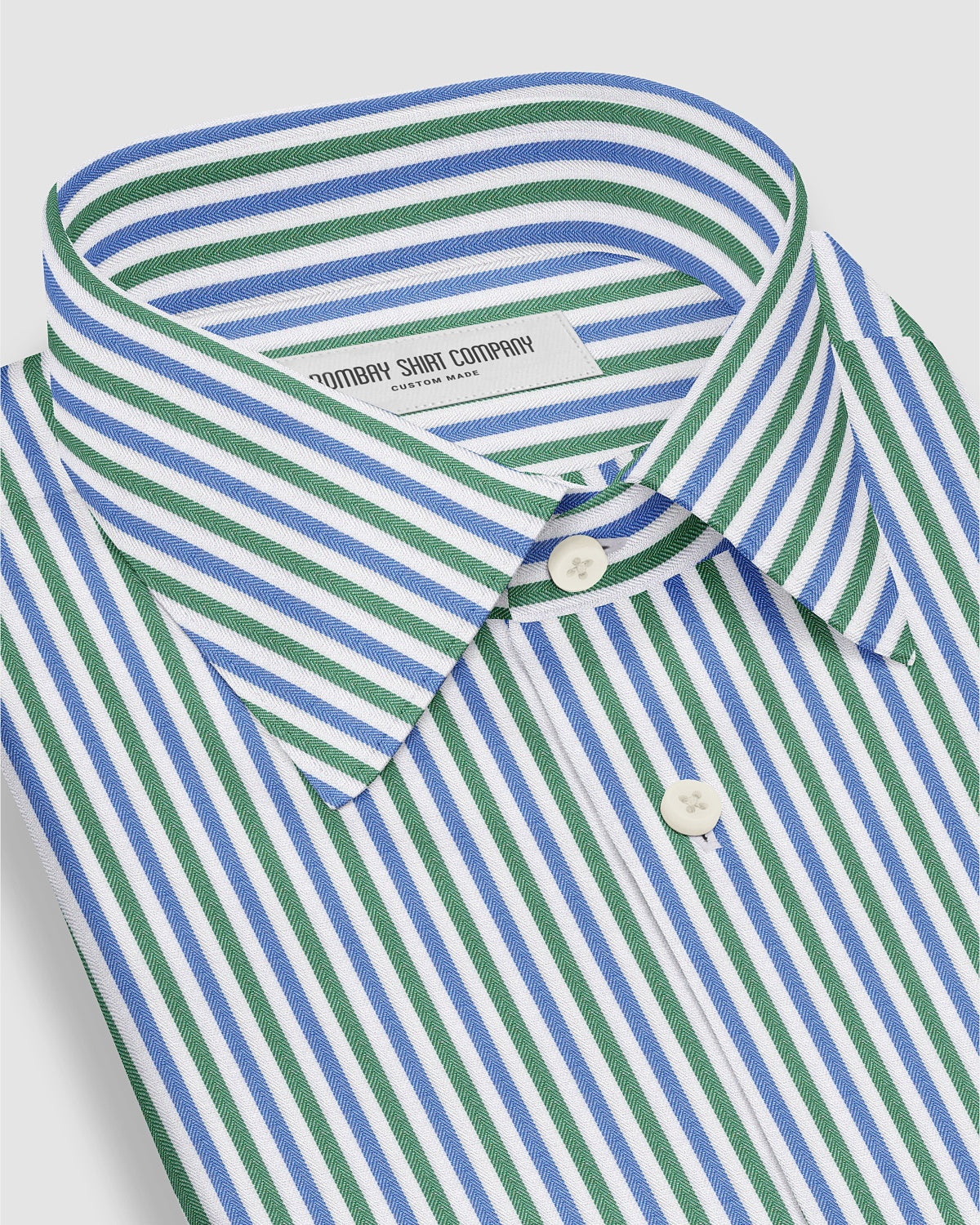 Montrose Herringbone Striped Shirt - Green & Blue