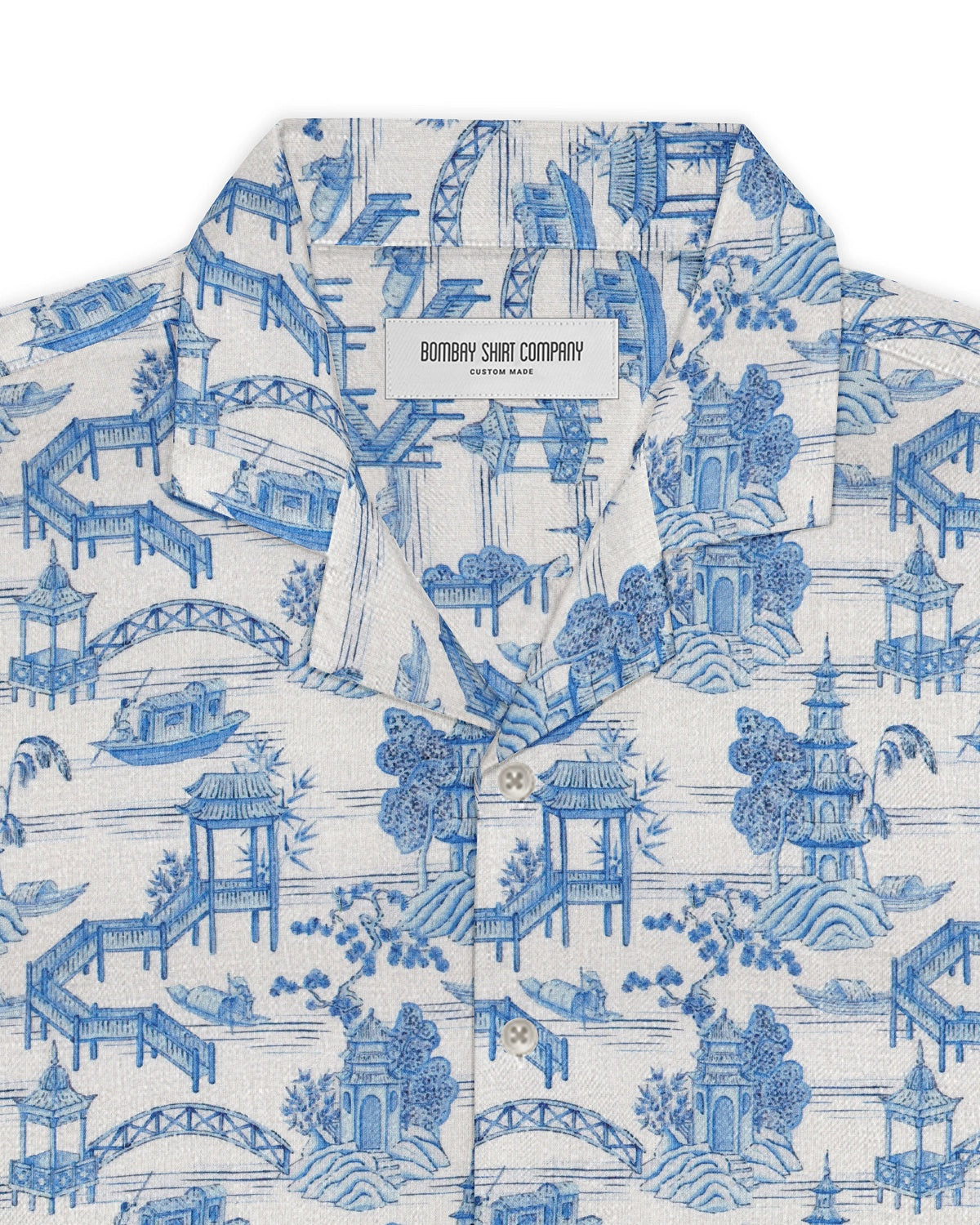 Stillwater Cotton Silk Printed Shirt - Blue & White