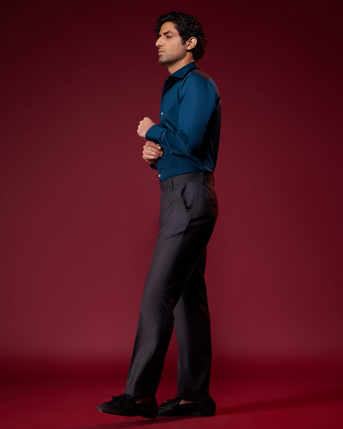 Reverie Satin Shirt - Teal Blue