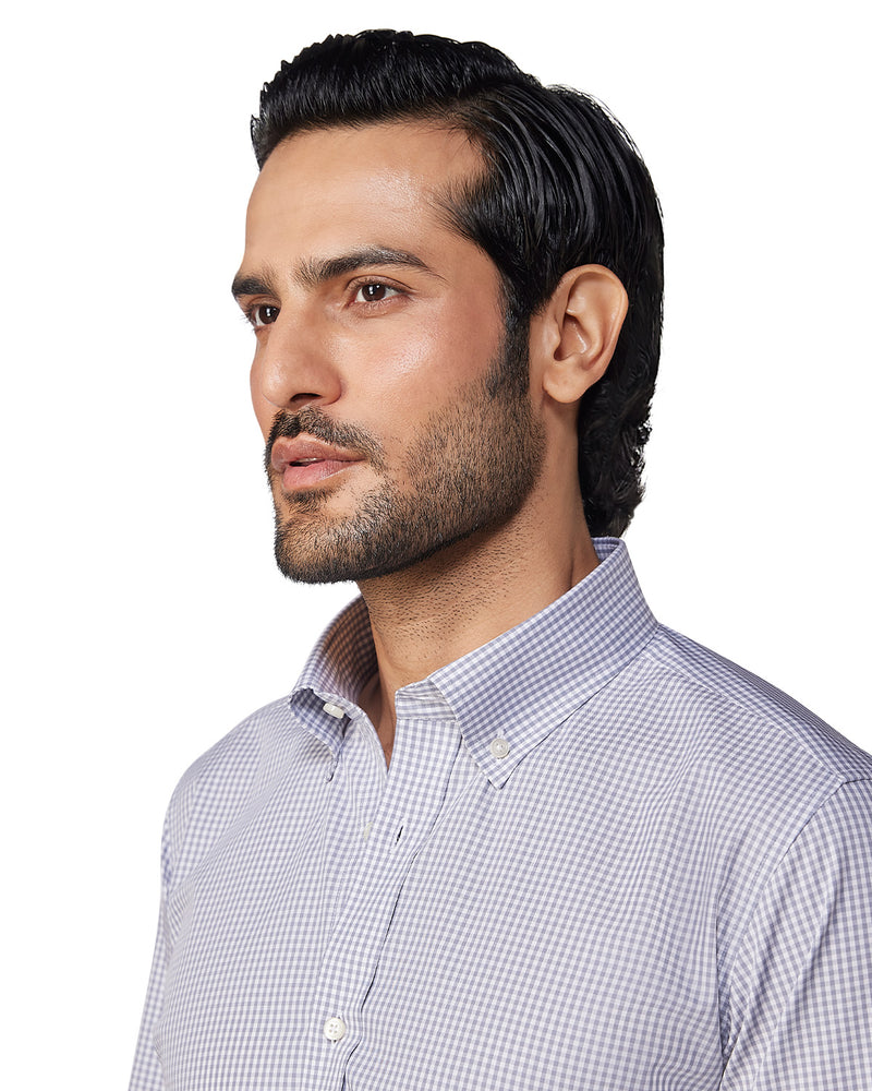 Gingham Checked Shirt - Grey
