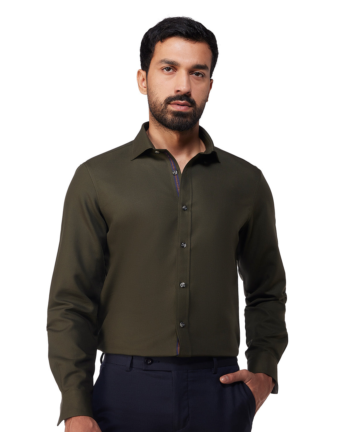 Smooth Cotton Poplin Shirt - Olive