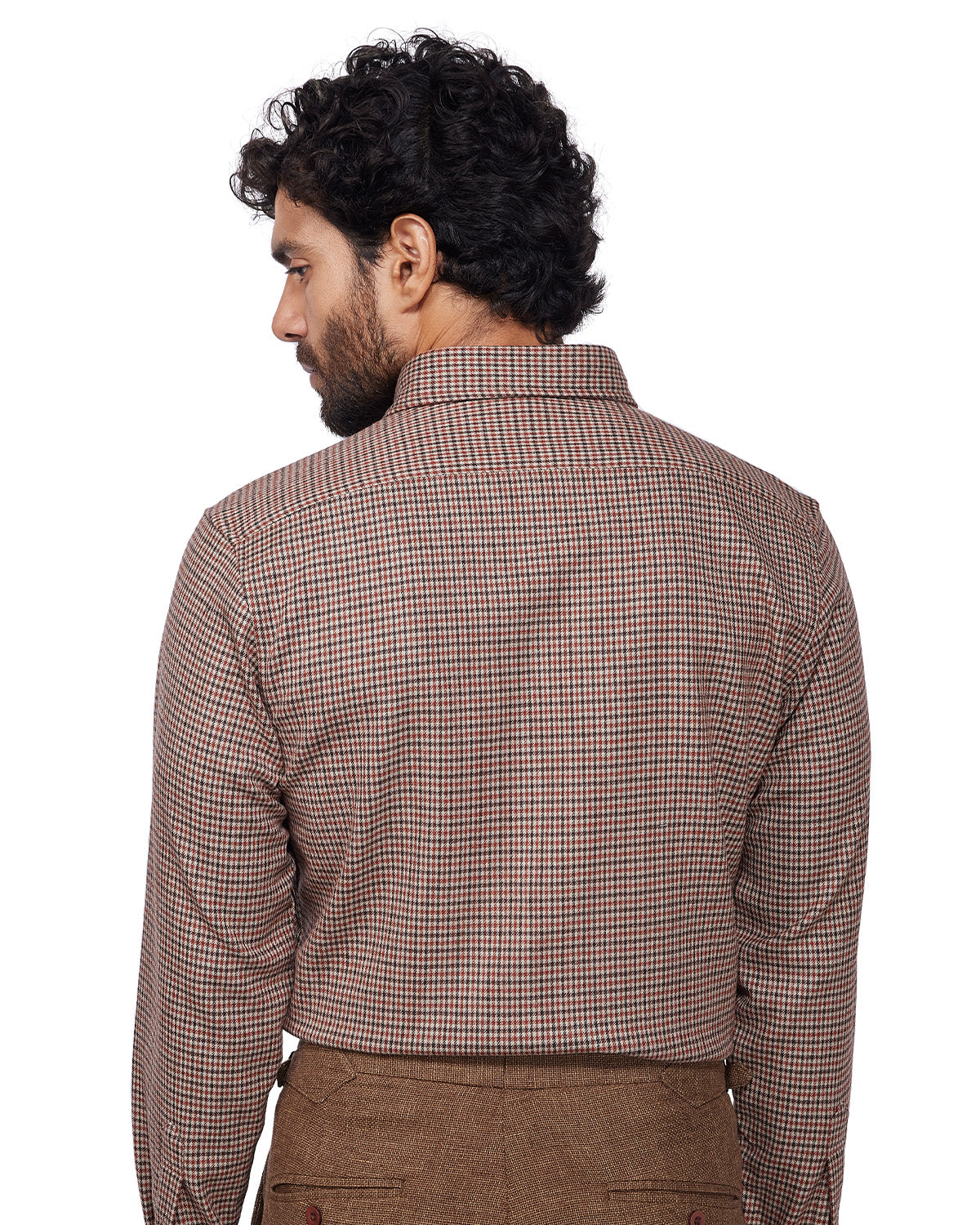 Japanese Blended Wool Stretch Flannel Shirt - Brown & Brick