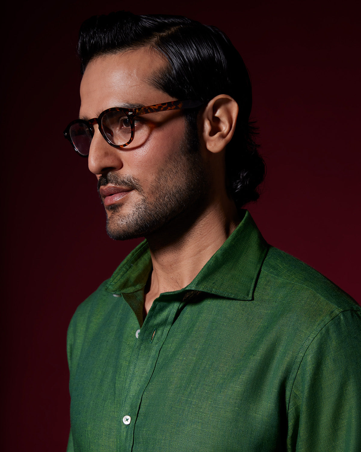 100% Linen Shirt - Green
