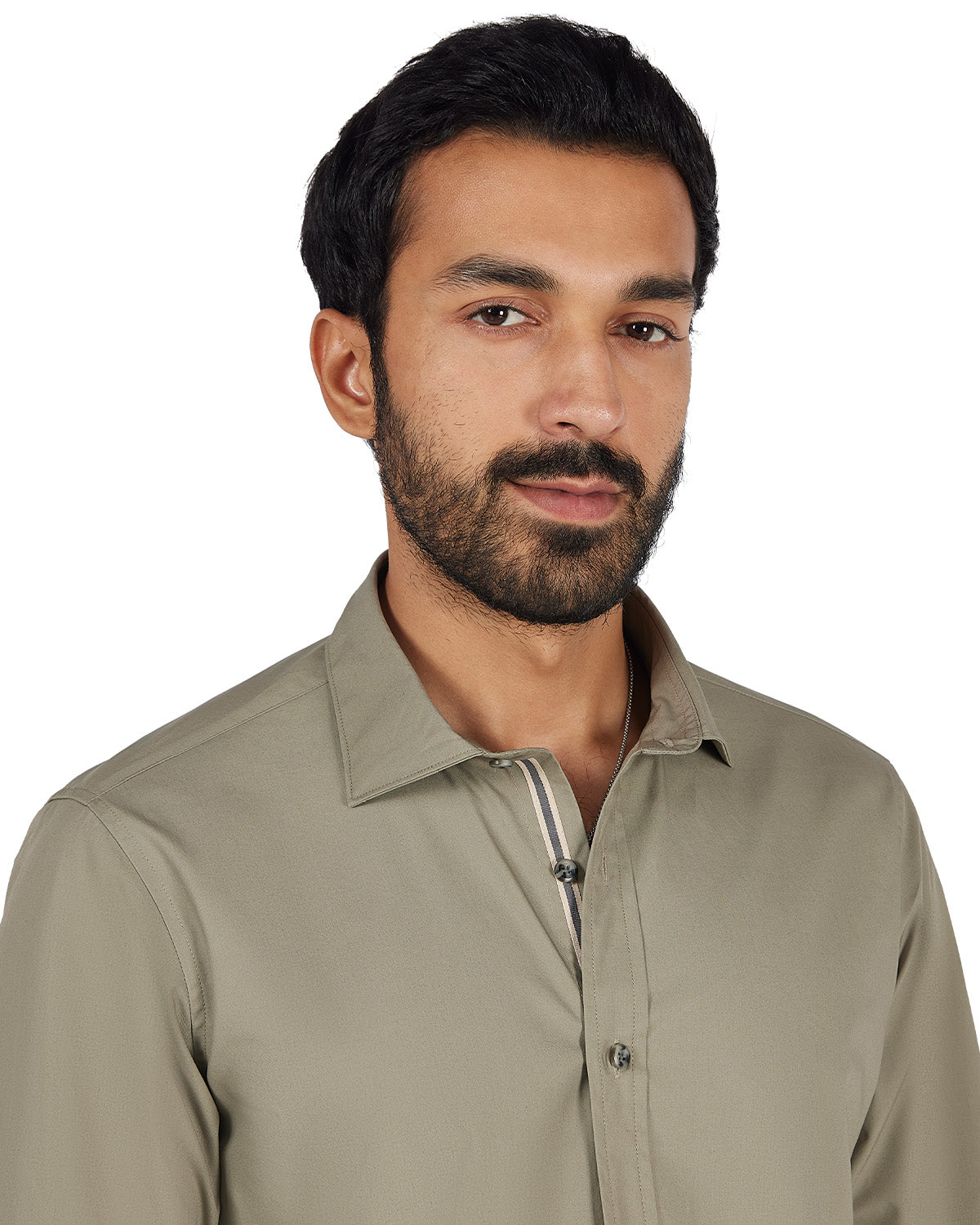 Cotton Poplin Shirt -  Olive