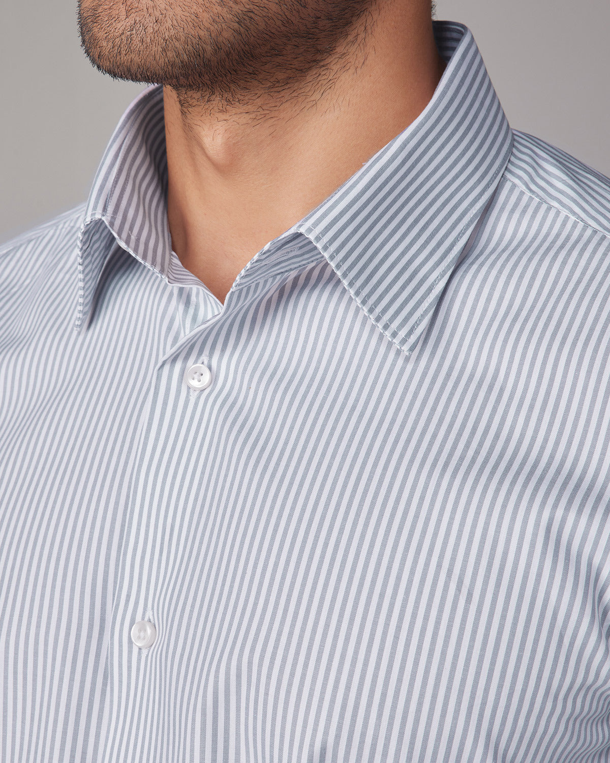 Giza Cotton Bengal Striped Shirt - Grey