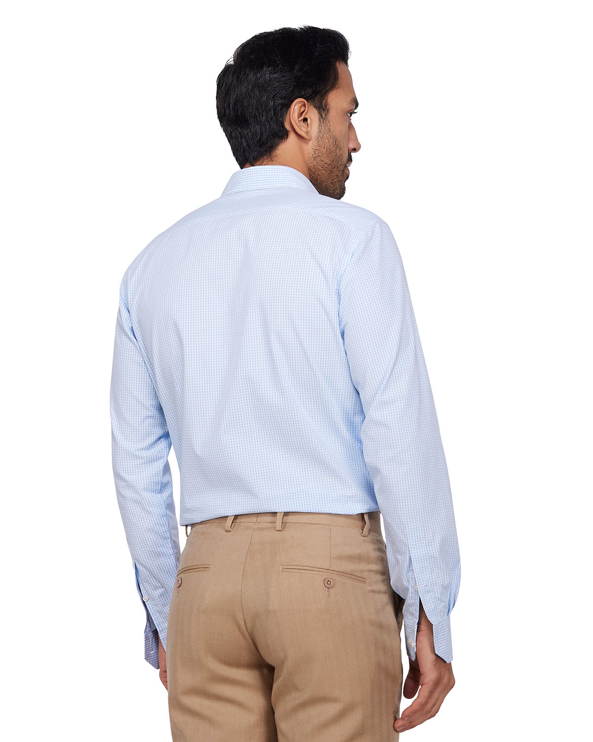 Gingham Checked Shirt - Light Blue & White