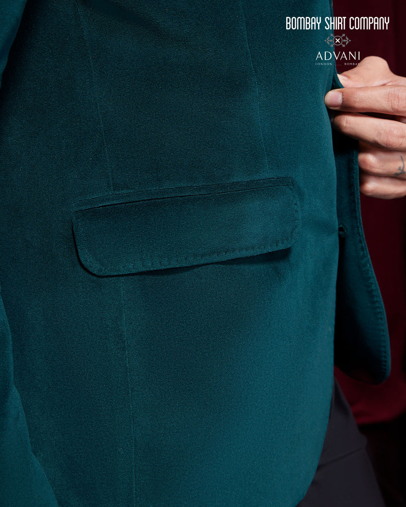 BSC x ALB | Velvetine Bandhgala Jacket - Green