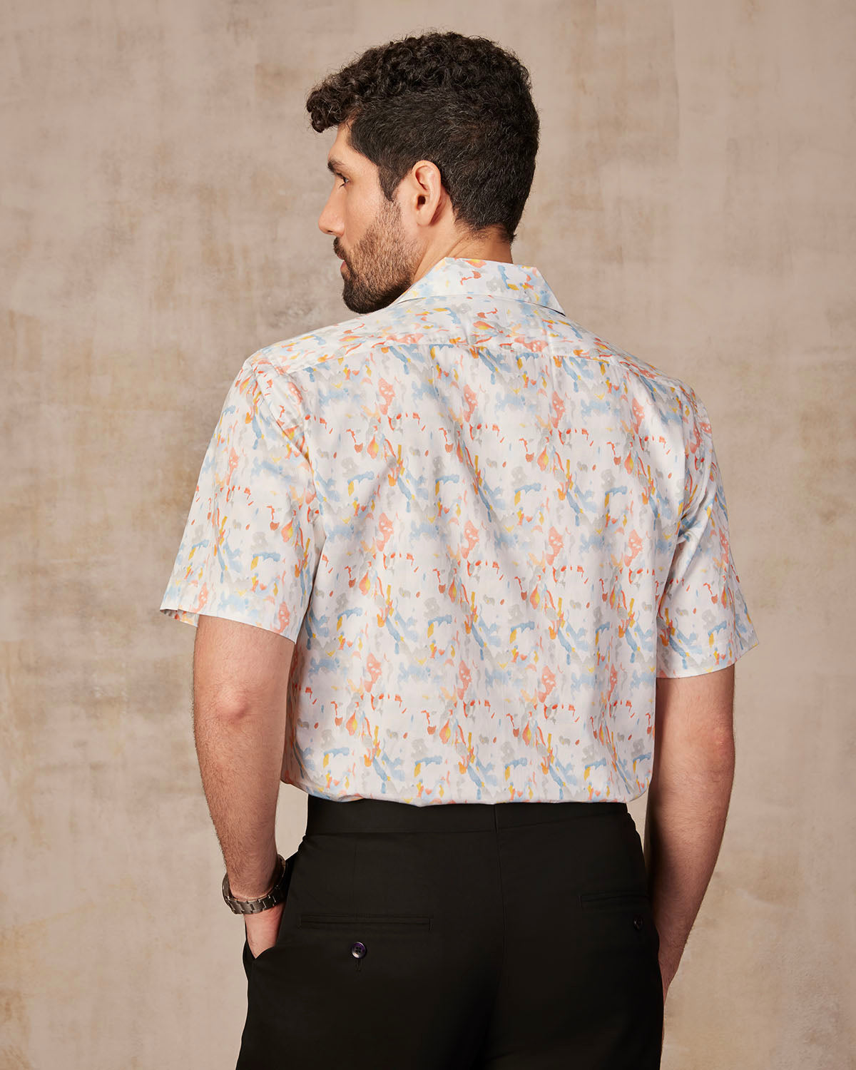 Abstract Printed Shirt - Orange & Blue