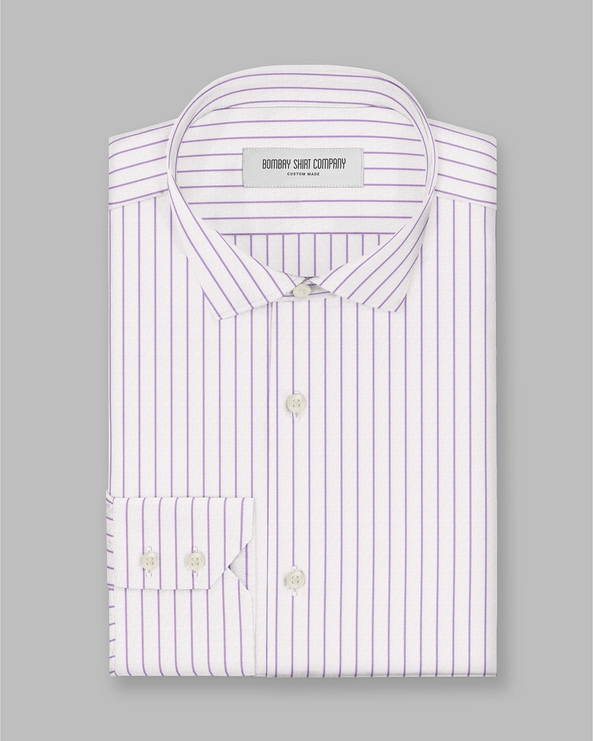 Everett Poplin Broad-Striped Shirt - Purple