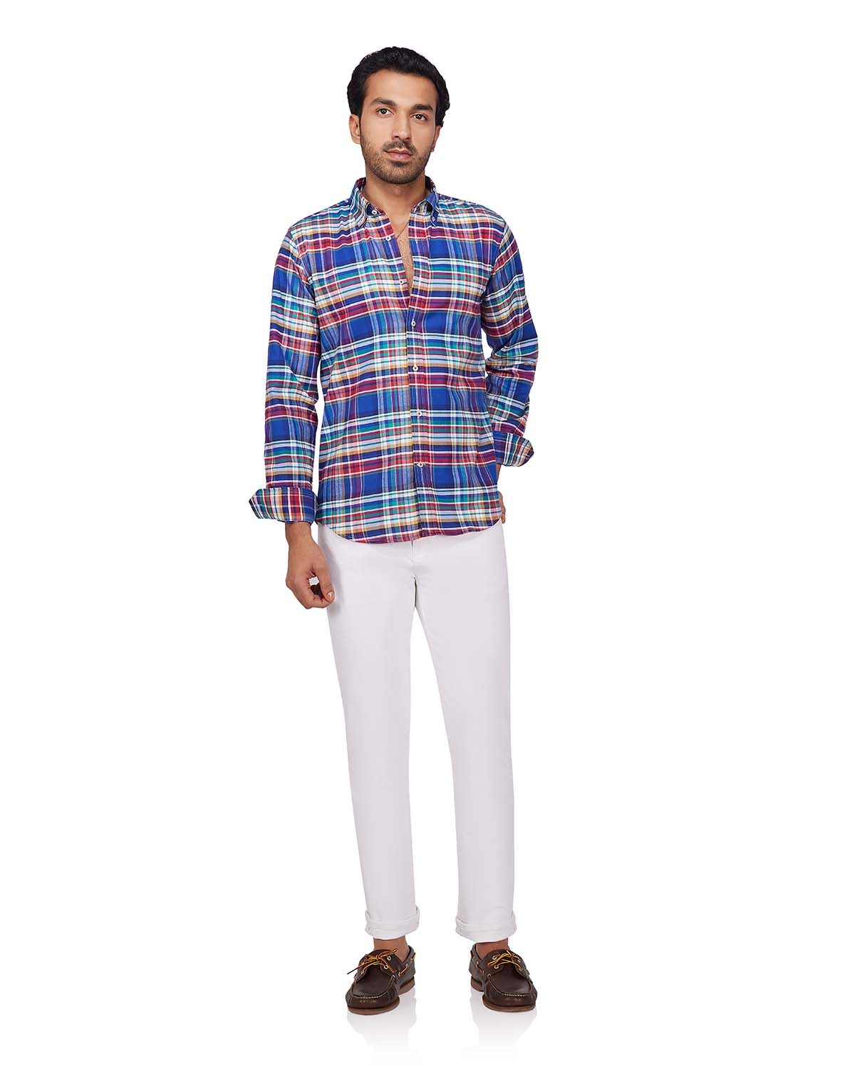 Stretch Oxford Checked Shirt - Multicoloured