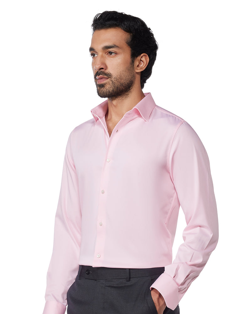 Wrinkle-Free Stretch Satin Shirt - Pink