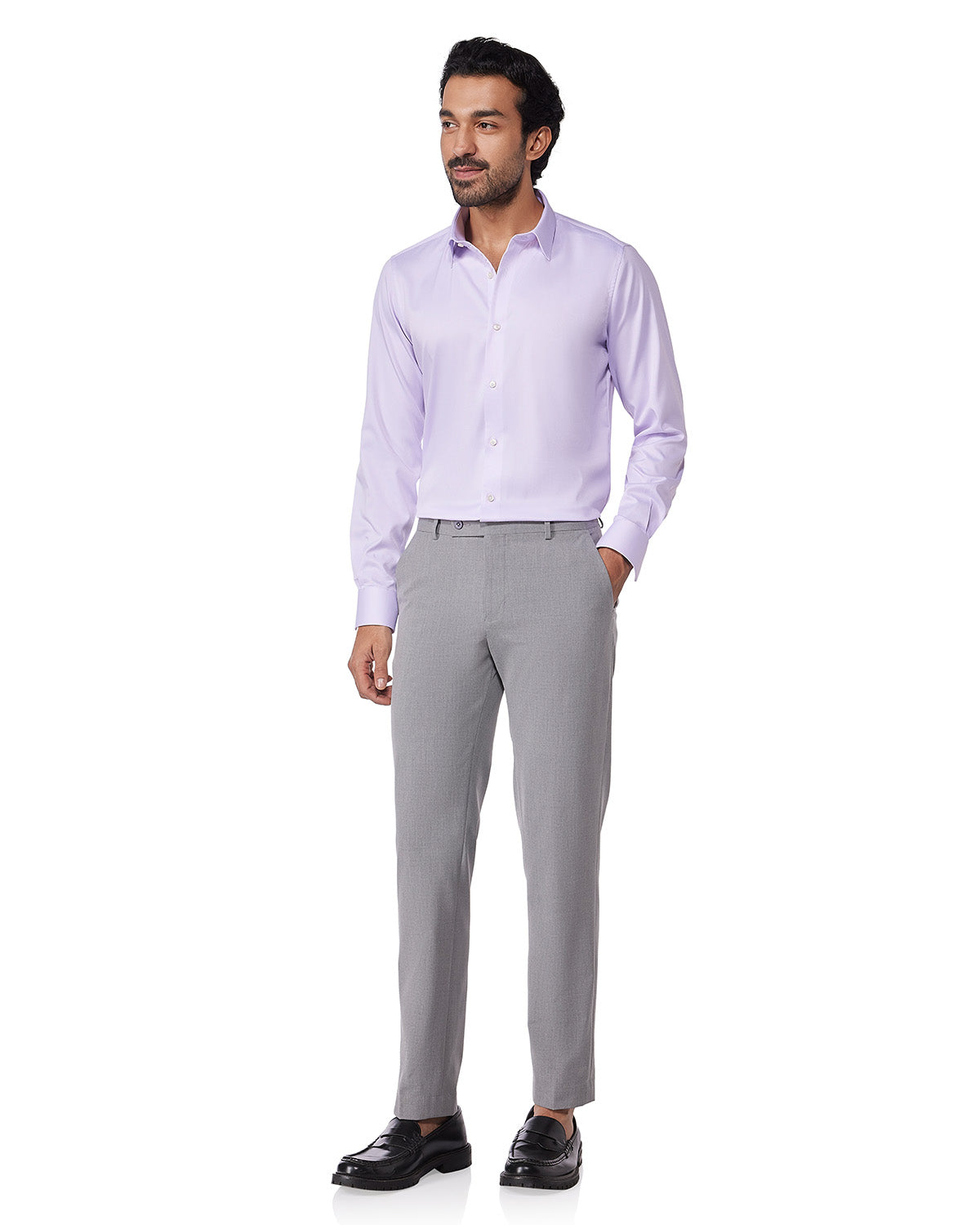 Wrinkle-Free Bamboo-Blend Stretch Dobby Shirt - Lavender