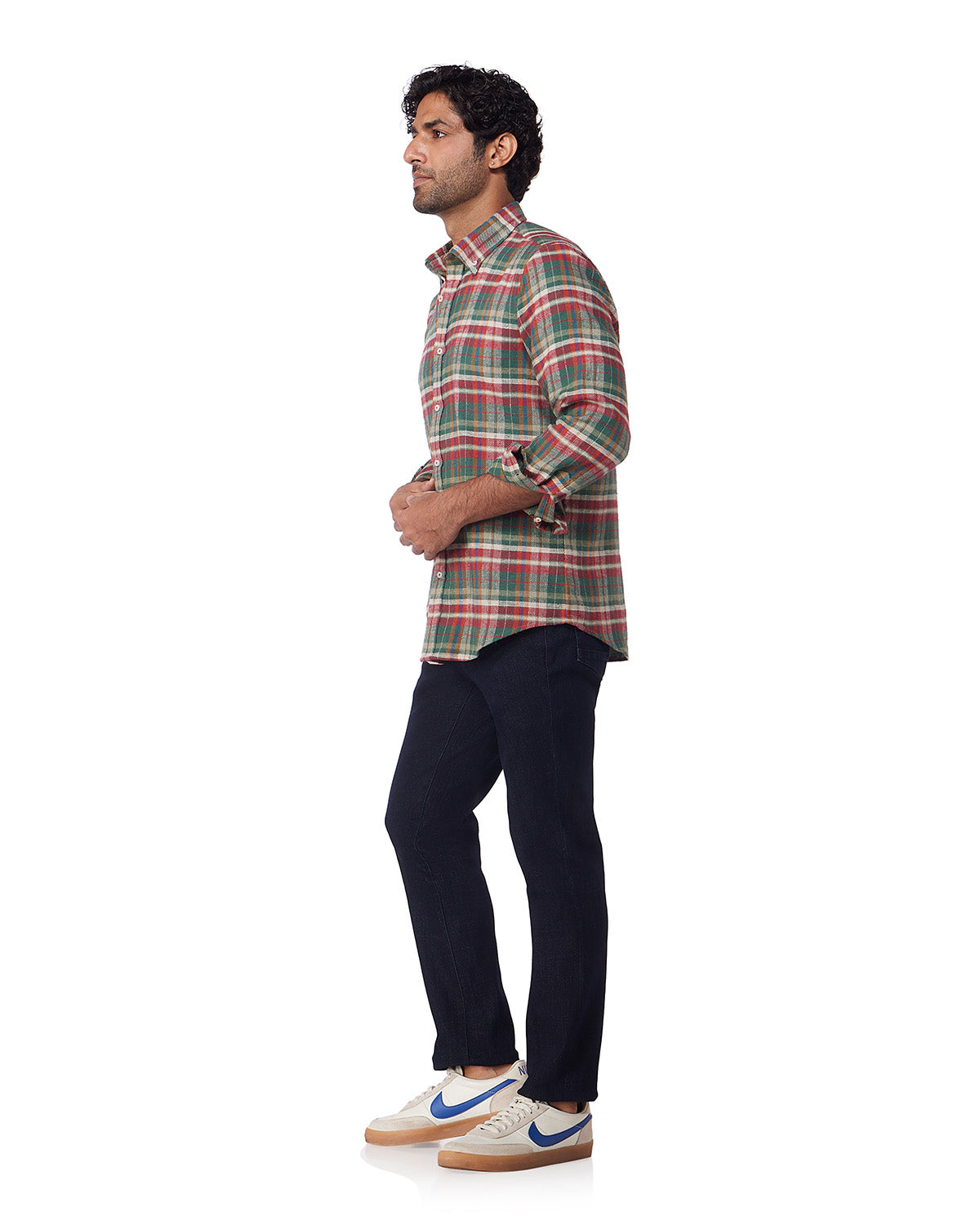 Japanese Flannel Checked Shirt - Green & Red