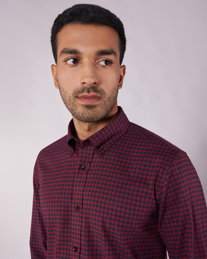 Claret Eclipse Brushed Checked Shirt