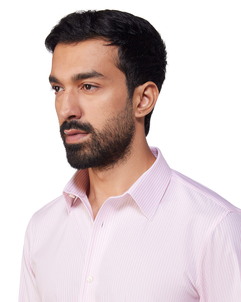 Giza Cotton Bengal Striped Shirt - Pink