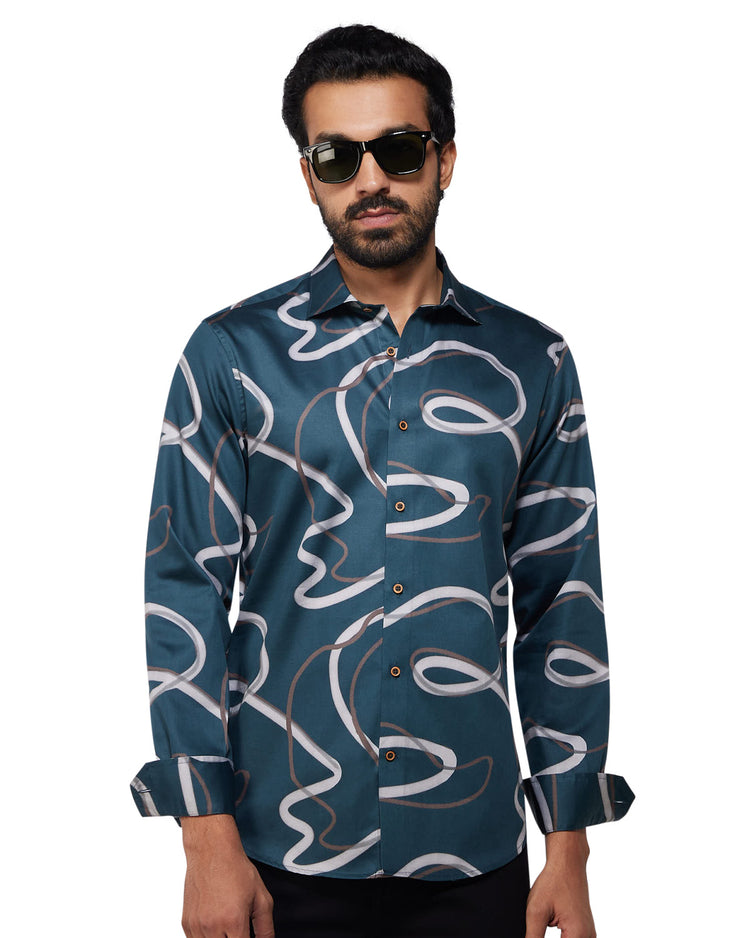 Line Printed Shirt - Green