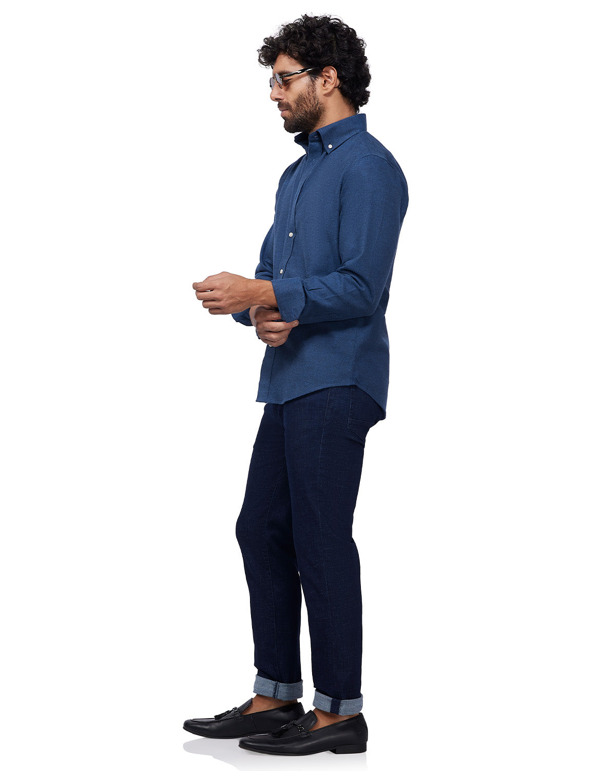 Japanese Brushed Twill Shirt - Dark Blue