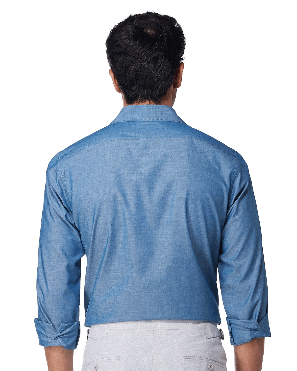 Cotton Chambray Shirt - Light Blue