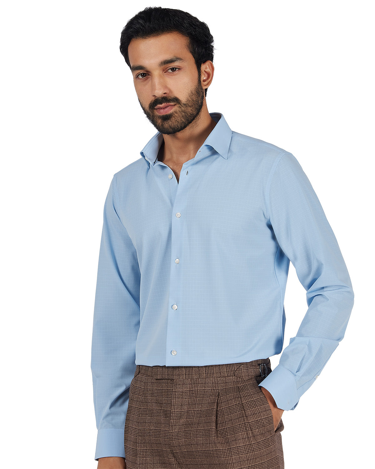4-Way Stretch Dobby Shirt - Light Blue