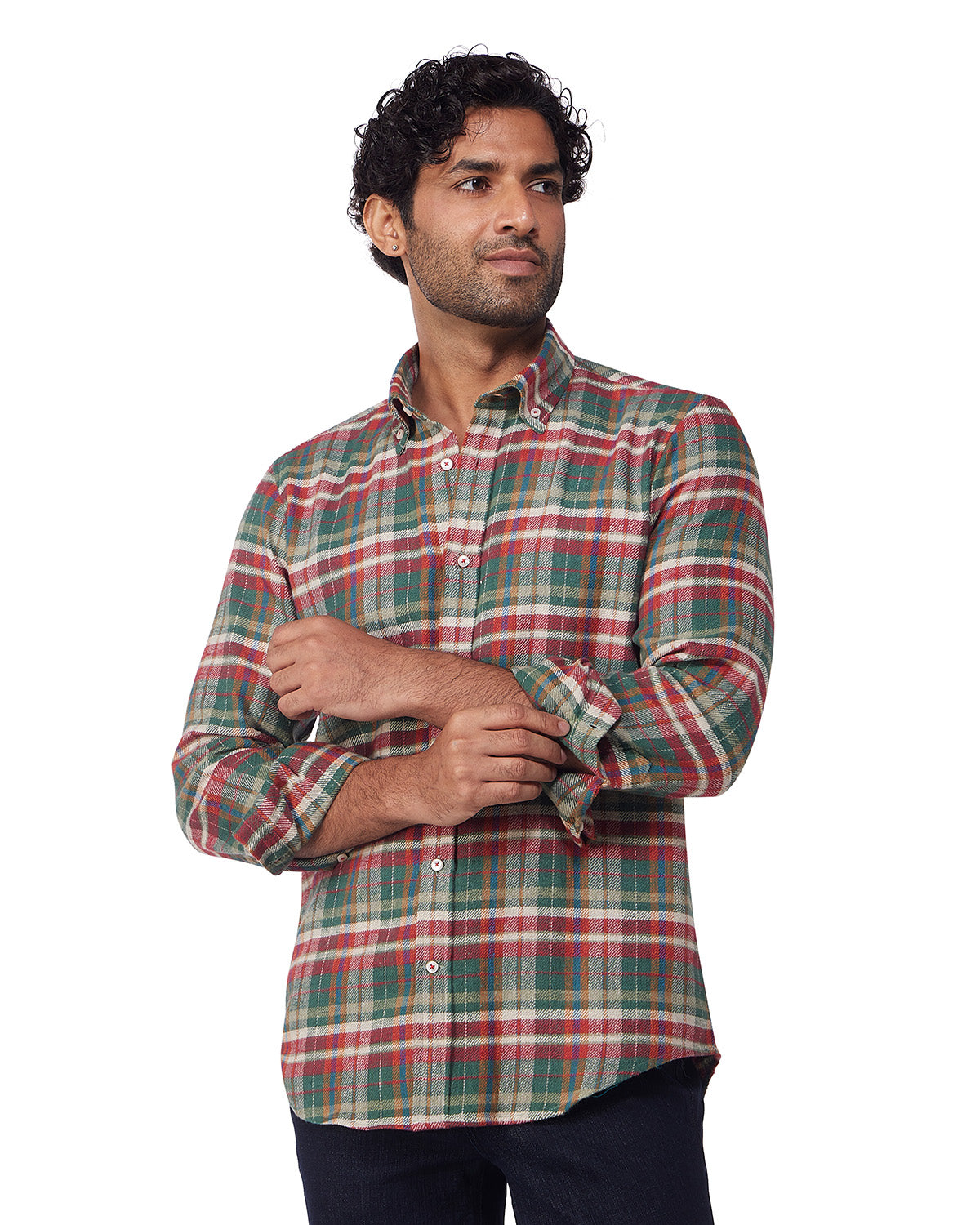 Japanese Flannel Checked Shirt - Green & Red
