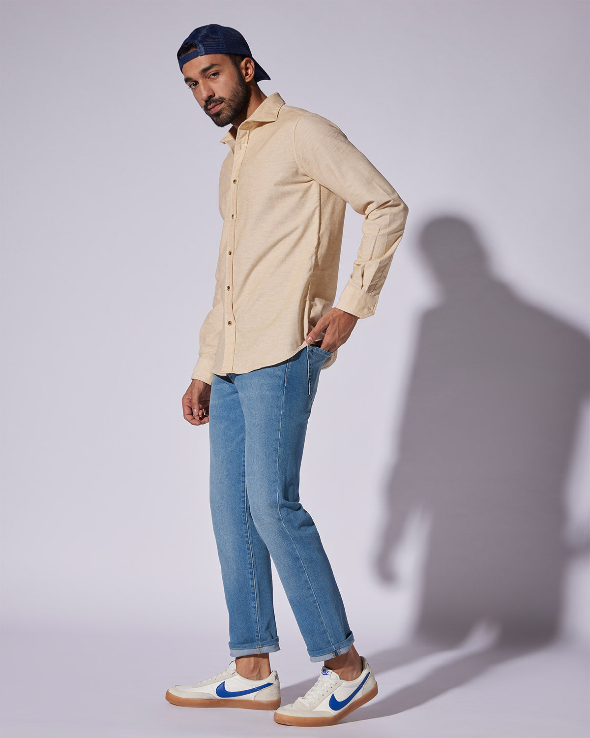 Cotton Corduroy Shirt - Beige Melange