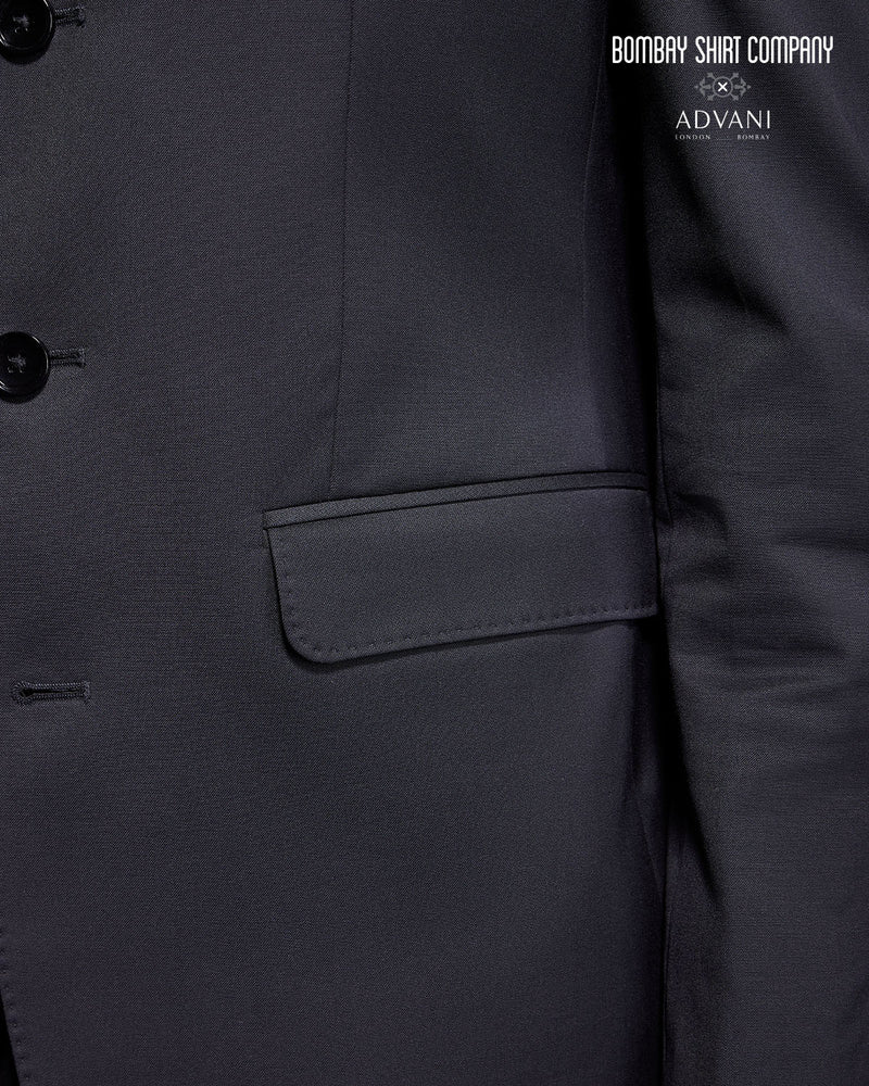 BSC x ALB | Arcadia Stretch Blended Wool Bandhgala Jacket - Black