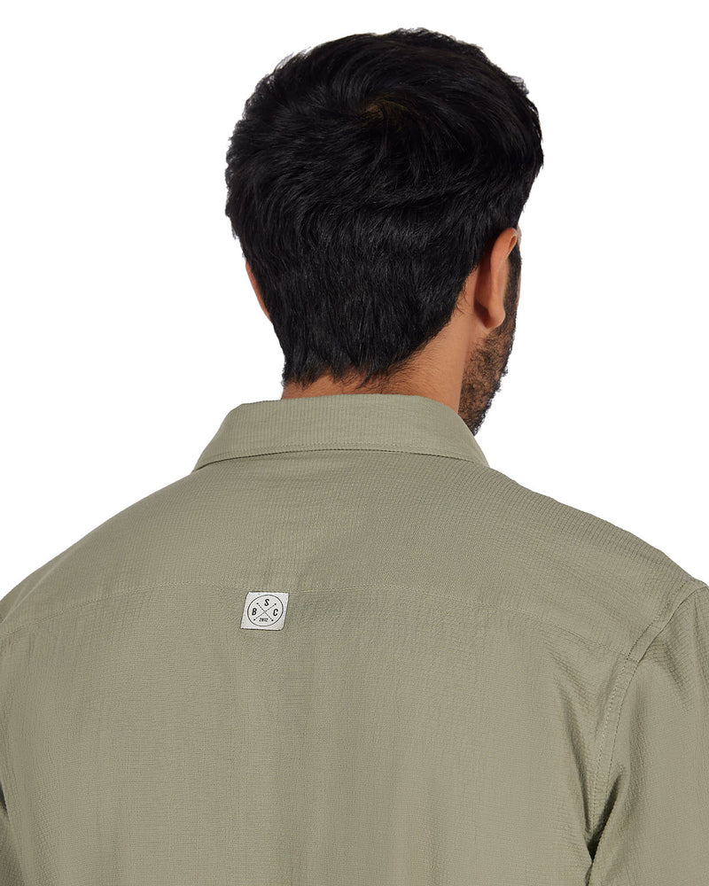Olive Seersucker Shirt