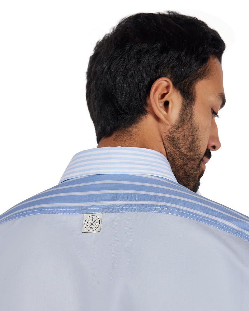 Blue Block Patchwork Shirt