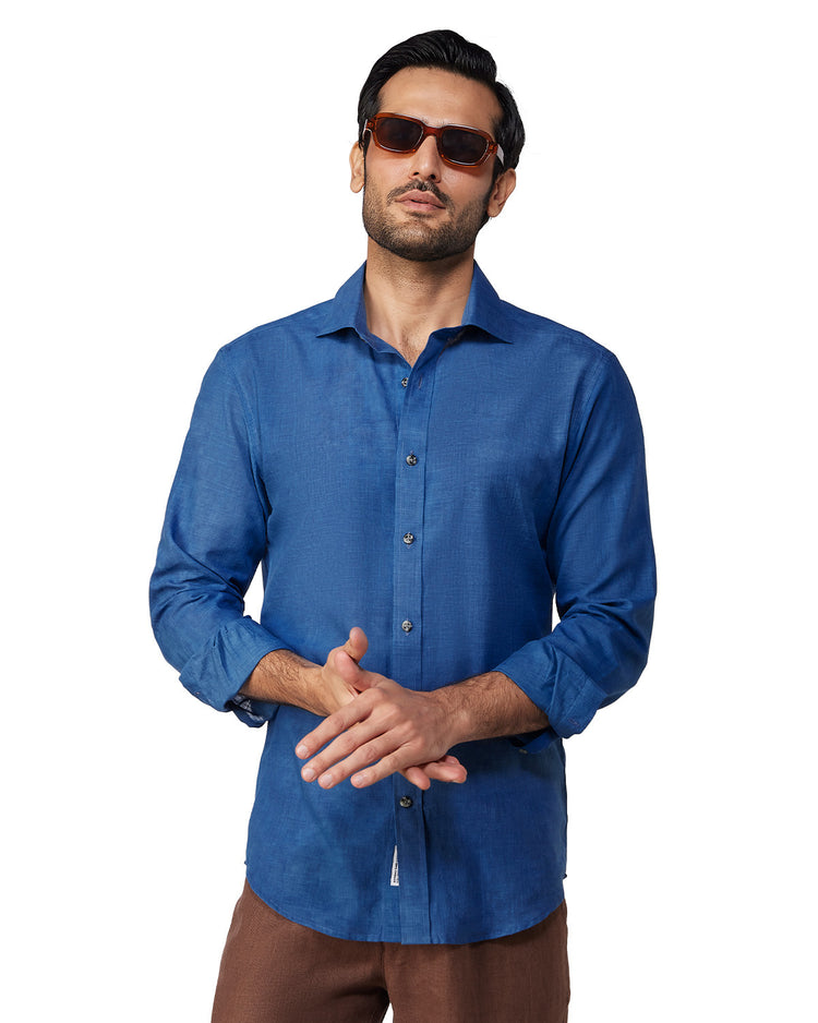 Japanese Cotton Shirt - Mid Blue