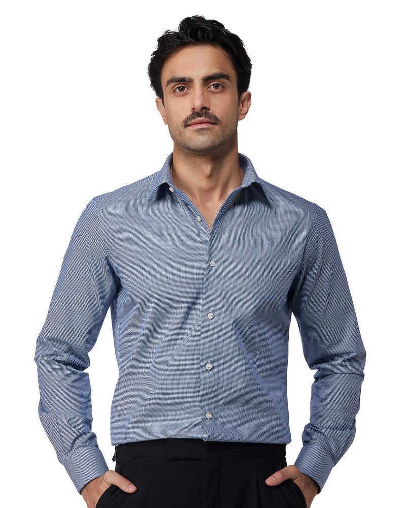 Brushed Houndstooth Shirt - Blue