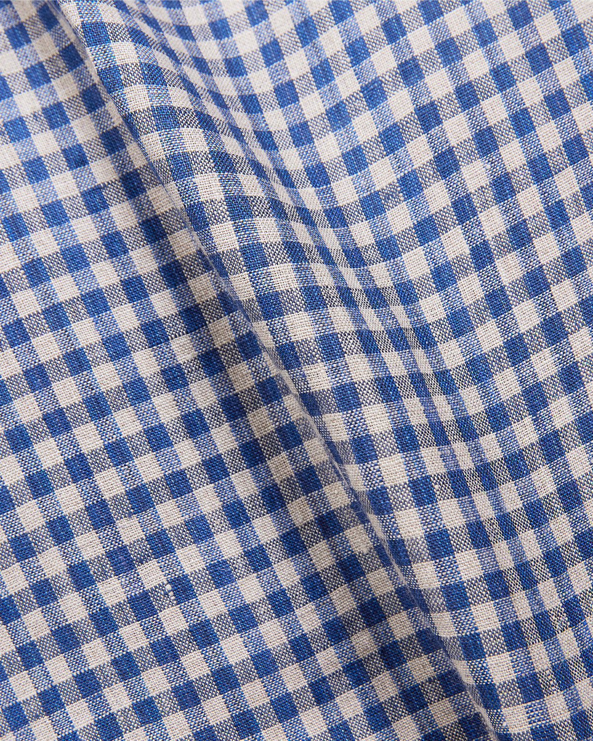 100% Linen Checked Shirt - Blue & Beige