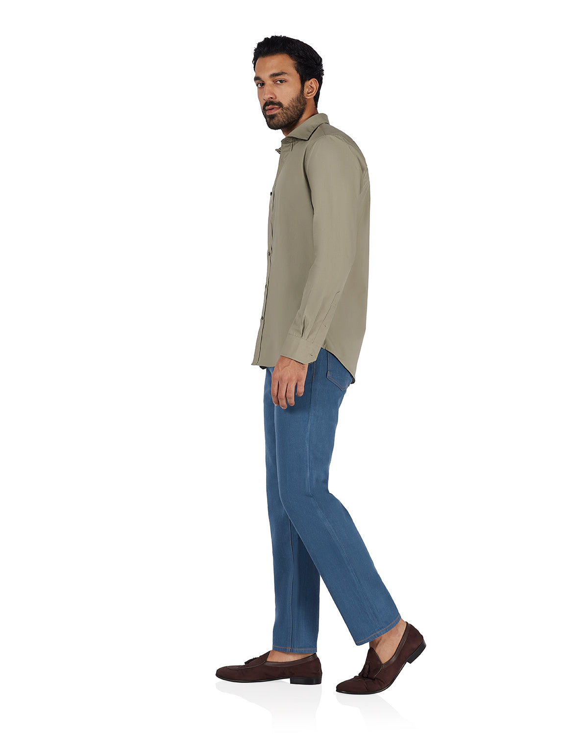 Cotton Poplin Shirt -  Olive