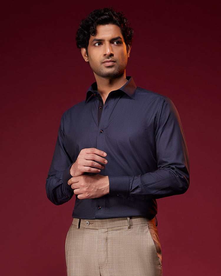 Canopy Diamond Dobby Shirt - Navy Blue