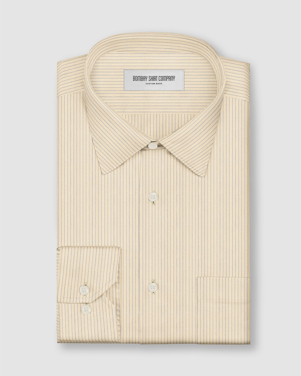 Marlowe Herringbone Striped Shirt - Yellow & Dark Blue