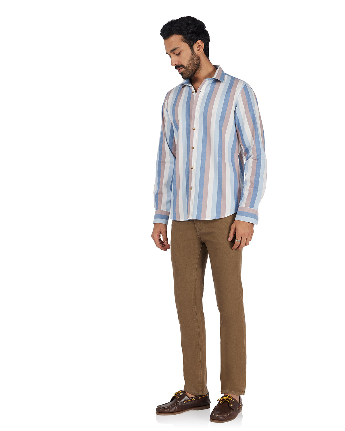 Corduroy Striped Shirt - Pink & Blue