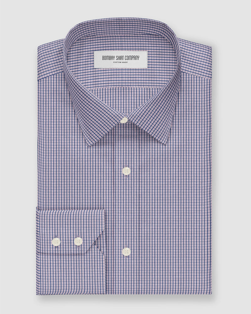 Eris Oxford Checked Shirt - Navy & Pink