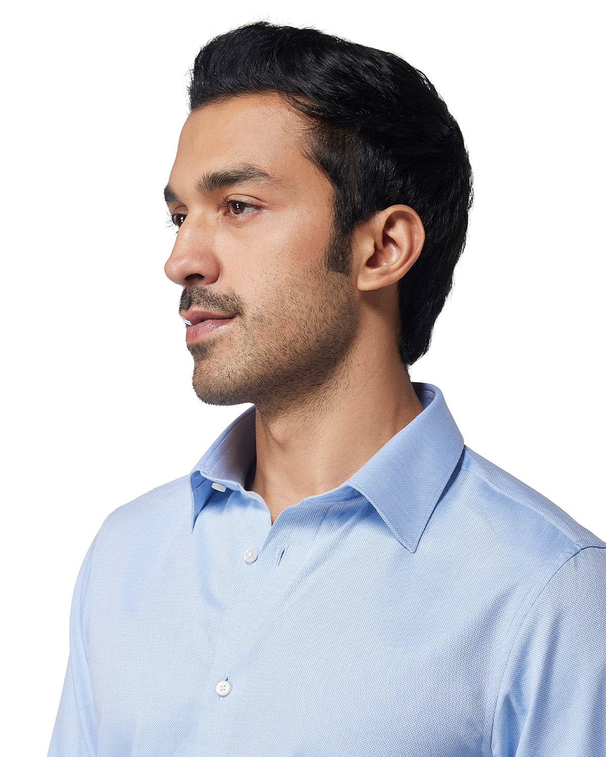 Stretch Cotton Dobby Shirt - Blue