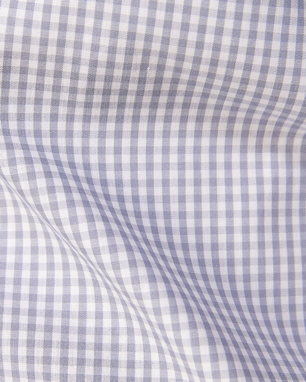 Giza Cotton Gingham Checked Shirt - Grey