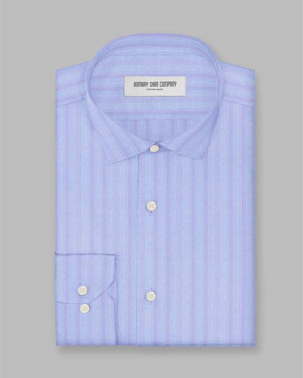Oberon Twill Striped Shirt - Blue & Pink