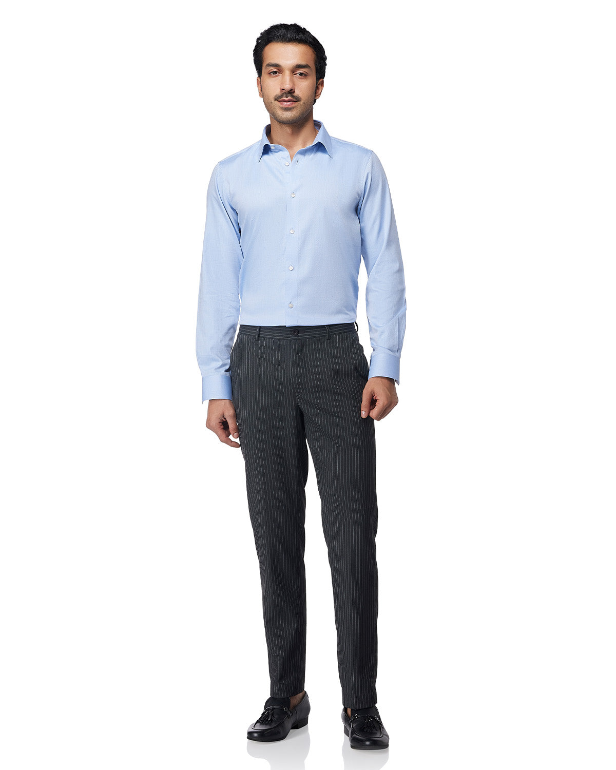 Stretch Cotton Dobby Shirt - Blue
