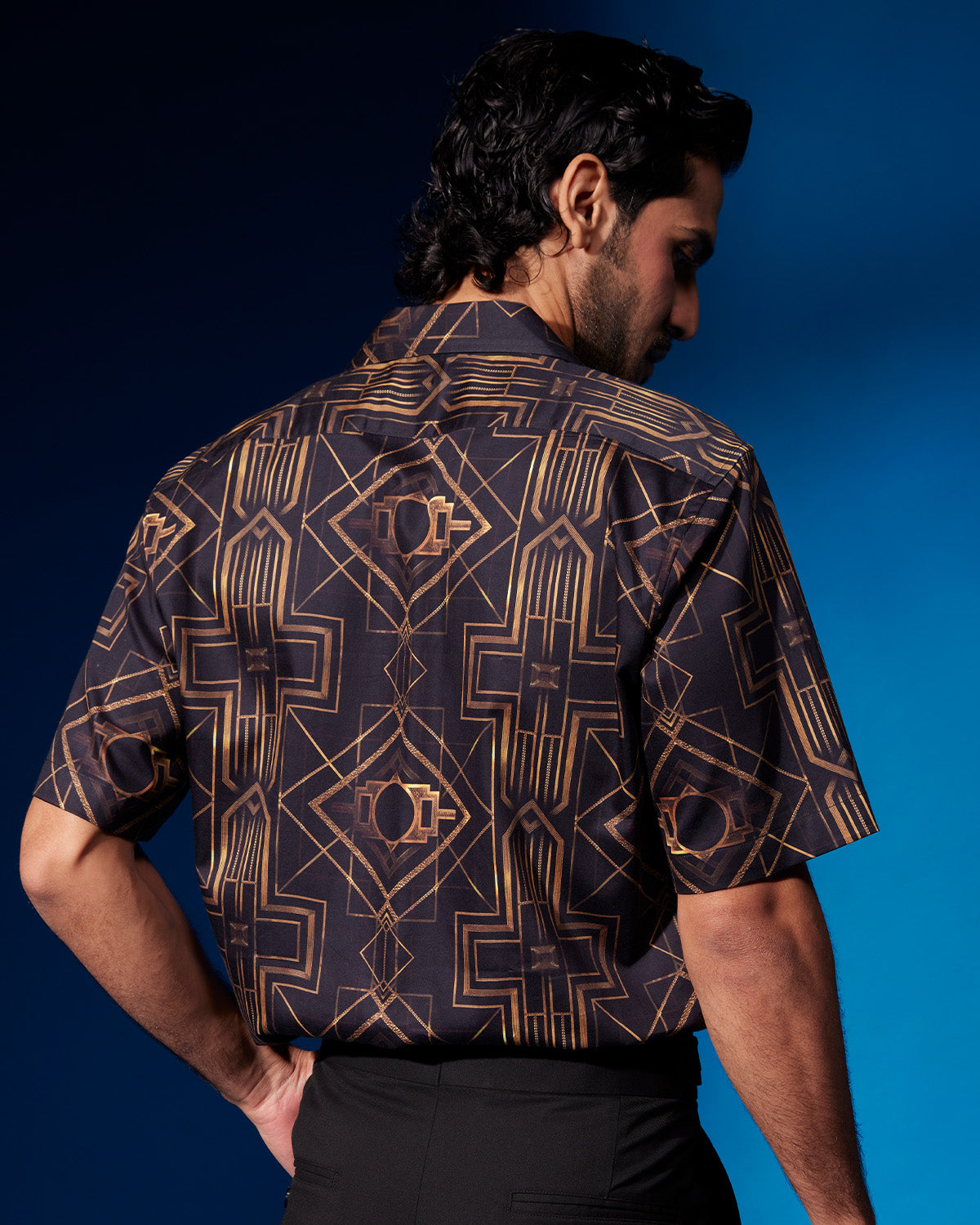 Aurum Printed Shirt - Gold & Black
