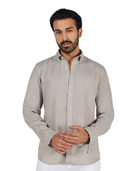 100% Linen Two-Tone Shirt - Beige