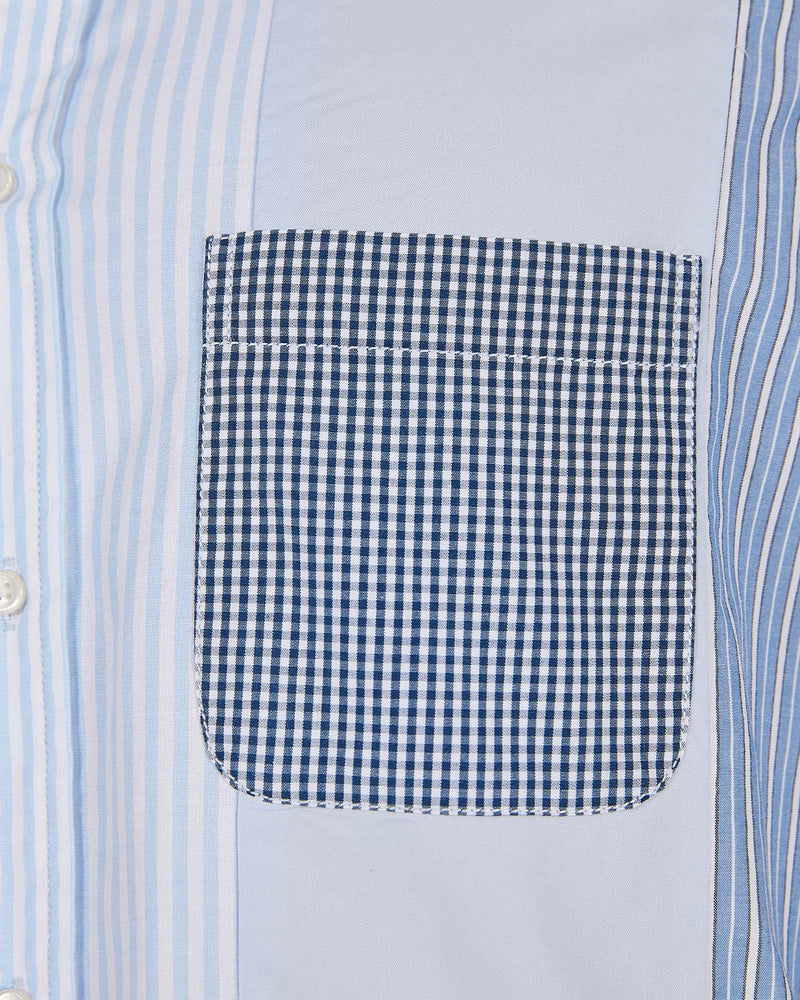Blue Oxford Patchwork Shirt