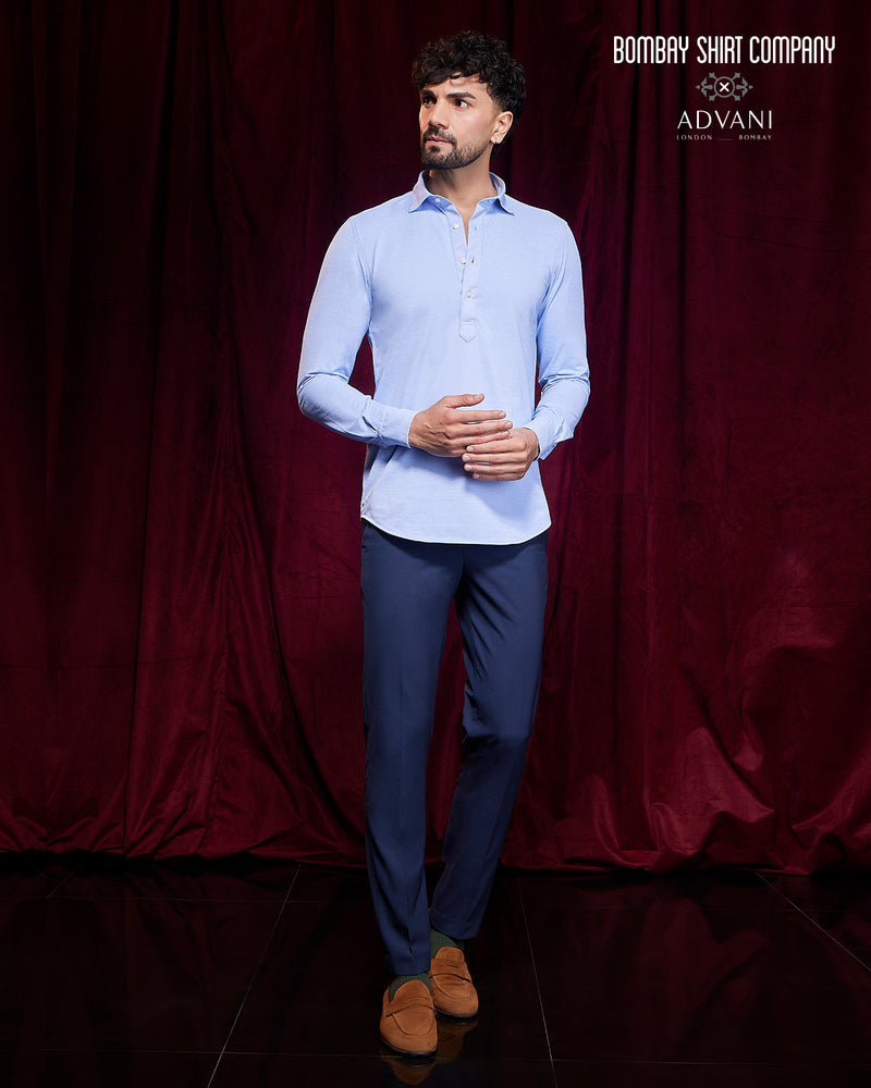 BSC x ALB | Monte Carlo Popover Stretch Knit Shirt - Light Blue