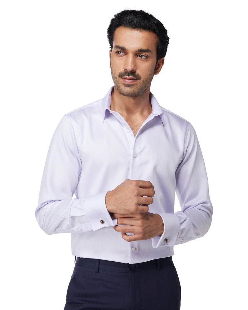 Cotton Herringbone Shirt - Lilac